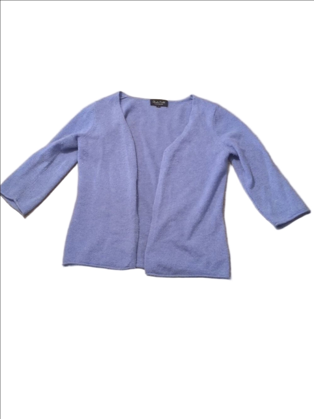 Claudia Nichole blue cashmere open Cardigan sweater 3/4 sleeve size large